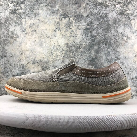 Skechers Men's Size 13 Landen Steller Grey Leather Textile Slip On Loafers 64355 - Picture 6 of 13